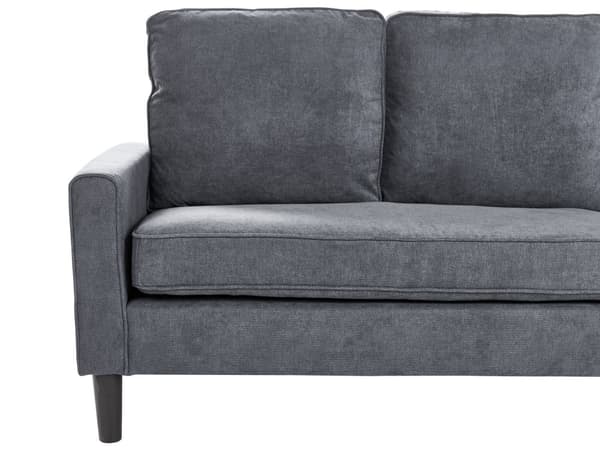 Mørkegrå Polstret 3 Personers Sofa med Skammel Moderne Stuesofa