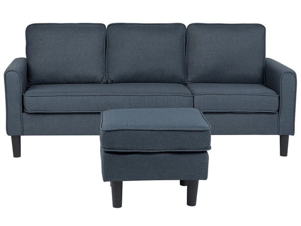 Mørkegrå Polstret 3 Personers Sofa med Skammel Moderne Stuesofa