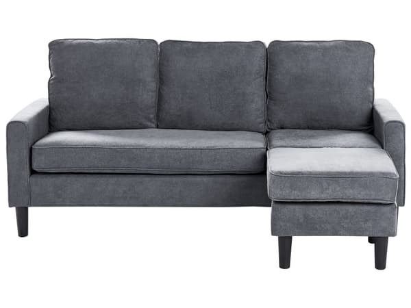 Mørkegrå Polstret 3 Personers Sofa med Skammel Moderne Stuesofa