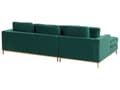 Miniatyrbillede 6 af 11: Venstrevendt Grøn Velour Hjørnesofa med Skammel og Stuehynder