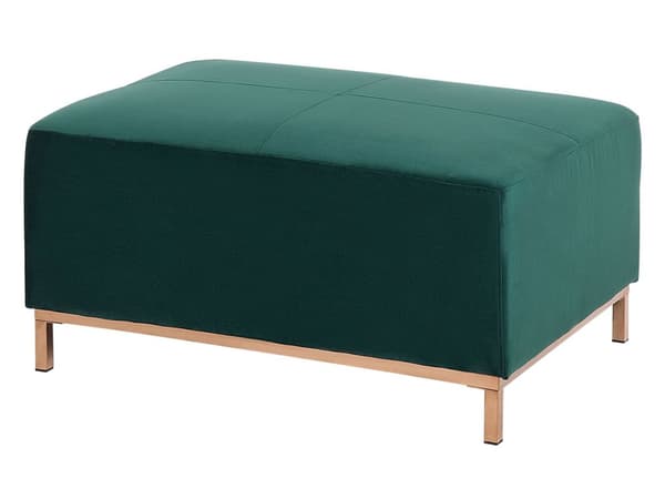 Venstrevendt Grøn Velour Hjørnesofa med Skammel og Stuehynder