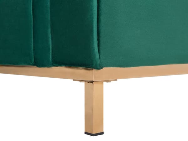Venstrevendt Grøn Velour Hjørnesofa med Skammel og Stuehynder