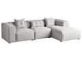 Miniatyrbillede 4 af 11: Hjørnesofa Lysegrå Polyester Skum 3 Personers Blød Rund Flyder Sofa med Bred Chaiselong Open End Pyntepuder Tilbehør Moderne Stue Indretning