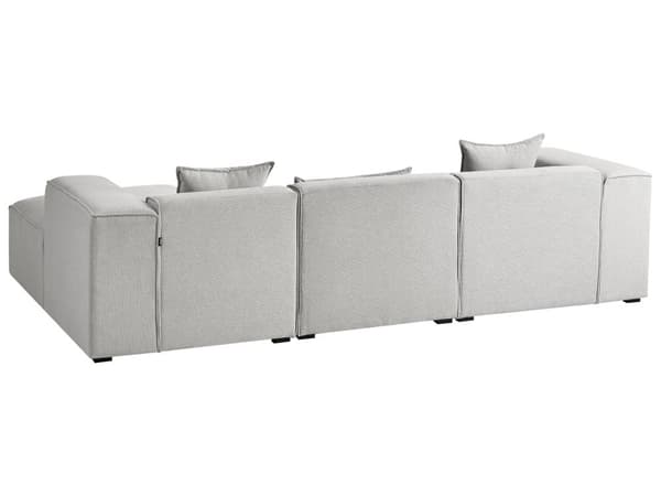 Hjørnesofa Lysegrå Polyester Skum 3 Personers Blød Rund Flyder Sofa med Bred Chaiselong Open End Pyntepuder Tilbehør Moderne Stue Indretning