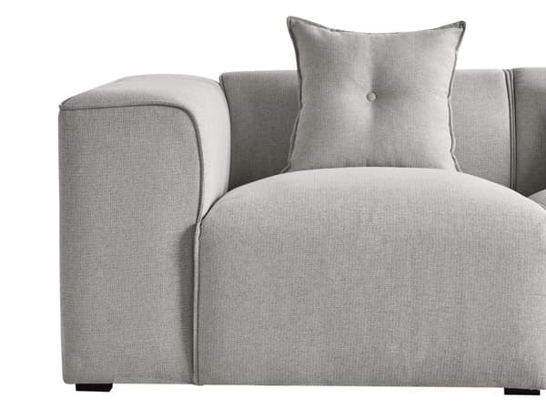 Hjørnesofa Lysegrå Polyester Skum 3 Personers Blød Rund Flyder Sofa med Bred Chaiselong Open End Pyntepuder Tilbehør Moderne Stue Indretning
