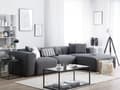 Miniatyrbillede 2 af 8: Hjørnesofa Mørkegrå Polyester Skum 3 Personers Blød Rund Flyder Sofa med Bred Chaiselong Open End Pyntepuder Tilbehør Moderne Stue Indretning