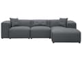 Miniatyrbillede 1 af 8: Hjørnesofa Mørkegrå Polyester Skum 3 Personers Blød Rund Flyder Sofa med Bred Chaiselong Open End Pyntepuder Tilbehør Moderne Stue Indretning