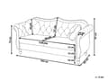 Miniatyrbillede 3 af 8: Beige fløjlssofa 3 personers fløjlsquiltet glamoursofa med runde hynder