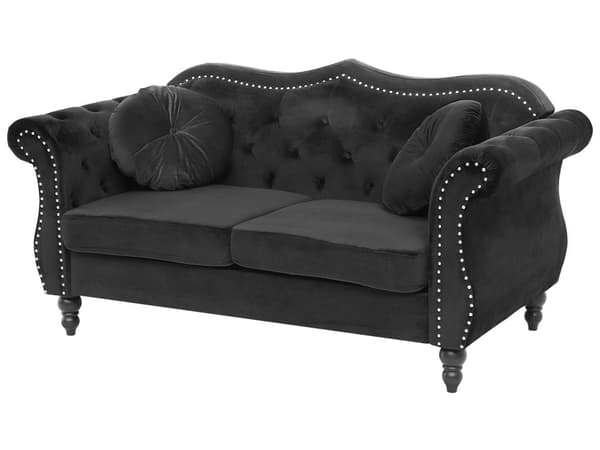 Beige fløjlssofa 3 personers fløjlsquiltet glamoursofa med runde hynder
