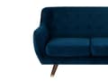 Miniatyrbillede 6 af 9: 3 Personers Marineblå Velour Quiltede Sofa Ben Mørkt Træ med Gylden Glamourøs Stil