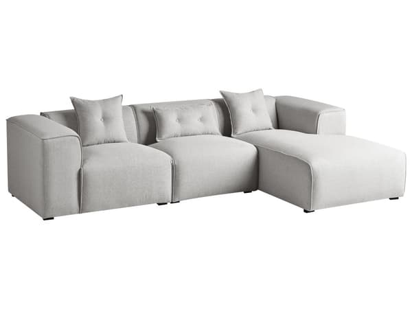 3-sits Hörnsoffa Ljusgrå Extra Kuddar Modern