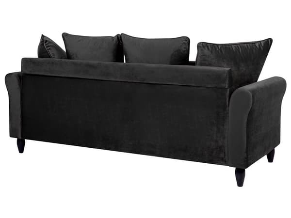 Sohva musta 197 x 76 x 79 cm sametti puu vaneri kolmelle koristetyynyt moderni