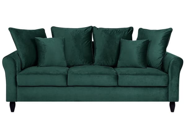 Sohva tummanvihreä 197 x 76 x 79 cm sametti puu vaneri kolmelle koristetyynyt moderni