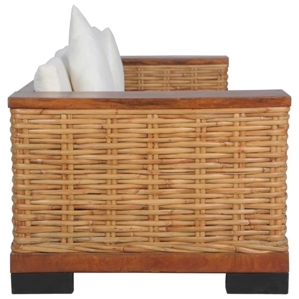 vidaXL 3-personers sofa med hynder naturlig rattan brun
