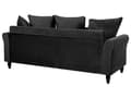 Miniatyrbillede 6 af 8: Sofa Sort Velour med Sorte Træben 197 x 79 x 76 cm 3 Personers Moderne Høj Ryg Dyb Sæde med Bløde Puder Aftagelige Betræk til Stue Indretning