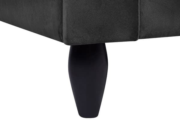 Sofa Sort Velour med Sorte Træben 197 x 79 x 76 cm 3 Personers Moderne Høj Ryg Dyb Sæde med Bløde Puder Aftagelige Betræk til Stue Indretning