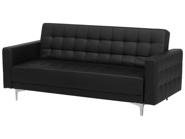 Bäddsoffa Svart Sammet Tuftad Modern Vardagsrum Modulär 3-sits Gulda Ben