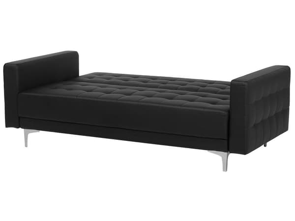 Bäddsoffa Svart Sammet Tuftad Modern Vardagsrum Modulär 3-sits Gulda Ben
