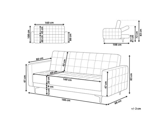 Bäddsoffa Mörkbrun Sammet Tuftad Modern Vardagsrum Modulär 3-sits Gulda Ben