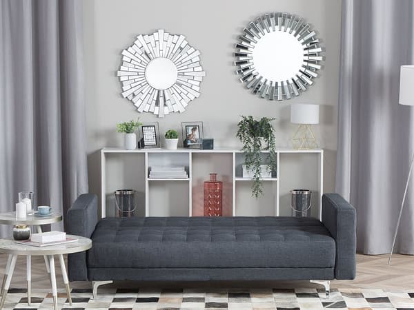 Bäddsoffa Mörkgrå Sammet Tuftad Modern Vardagsrum Modulär 3-sits Gulda Ben