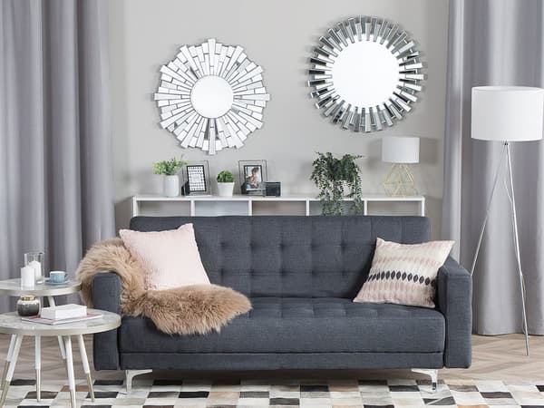 Bäddsoffa Mörkgrå Sammet Tuftad Modern Vardagsrum Modulär 3-sits Gulda Ben