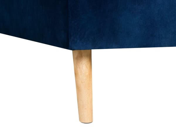 Hörnbäddsoffa med 3 Kuddar Blå Sammet Stoppad Trä Ben Tillbakalutande Vänstervänd Schäslong 4-sits