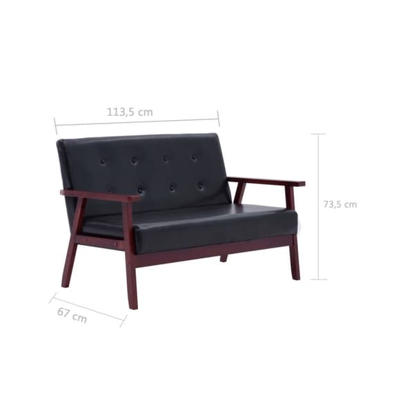 vidaXL sofasæt 2 dele kunstlæder sort