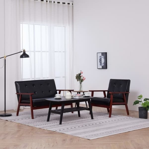 vidaXL sofasæt 2 dele kunstlæder sort