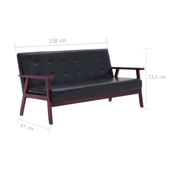 vidaXL sofasæt 2 dele kunstlæder sort