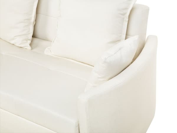 Sovesofa Beige Polyester Skum 2 Personers Sofaseng med Udtræk Sovefunktion Moderne Multifunktionel Sofa Stue Indretning Tilbehør