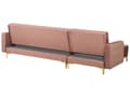 Miniatyrbillede 5 af 8: Hjørnesofa Chaiselong Lyserød Velour Skumfyld og Guld Krom Metalben 4 personers L-formet Moderne Ottoman Tuftet Klik Klak modul Sovefunktion