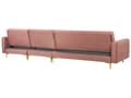 Miniatyrbillede 6 af 9: Sofa Chaiselong Lyserød Velour med Skumfyld og Guld Krom Metalben 5 personers L-formet Moderne Ottoman Tuftet Klik Klak modul Sovefunktion