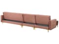 Miniatyrbillede 6 af 8: Hjørnesofa Chaiselong Lyserød Velour Skumfyld Guld Krom Metalben 5 personers L-formet Moderne Tuftet Klik Klak modul Sovefunktion Stue dekor