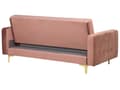 Miniatyrbillede 5 af 8: Sofa Lyserød Velour med Skumfyld og Guld Krom Metalben 3 personers 186 x 88 x 83 cm Moderne Tuftet Klik Klak modul Sovefunktion stueindretning