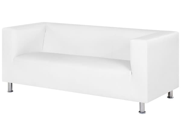 3 Personers Sofa Hvid Øko-læder Metalben Minimalistisk Design