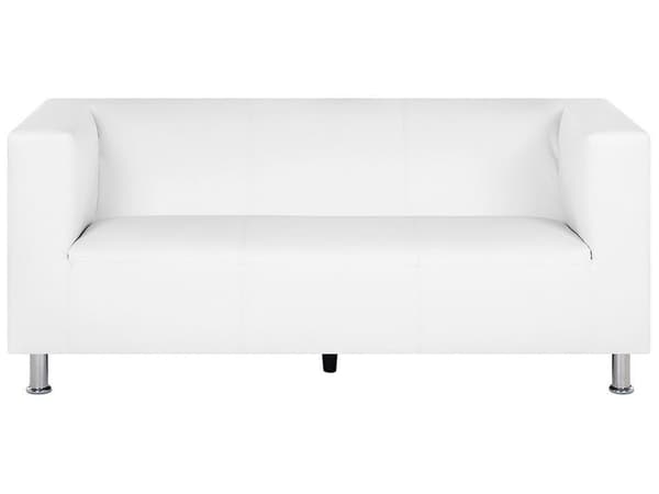 3 Personers Sofa Hvid Øko-læder Metalben Minimalistisk Design