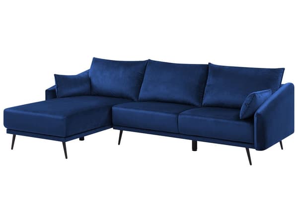 Højre hjørne blå velour farverig LED 3-personers 2 dekorative puder moderne stil