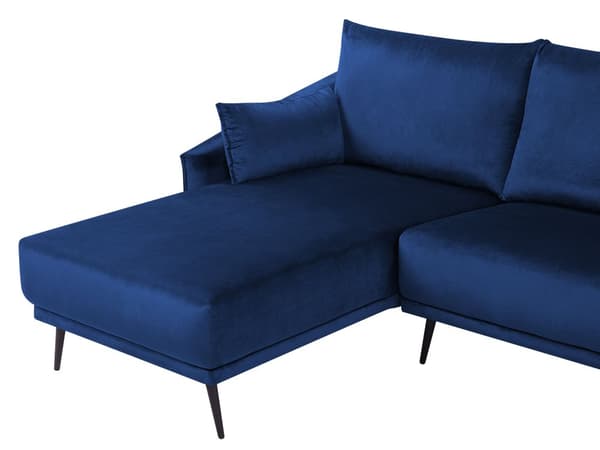 Højre hjørne blå velour farverig LED 3-personers 2 dekorative puder moderne stil