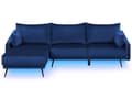 Miniatyrbillede 1 af 11: Højre hjørne blå velour farverig LED 3-personers 2 dekorative puder moderne stil