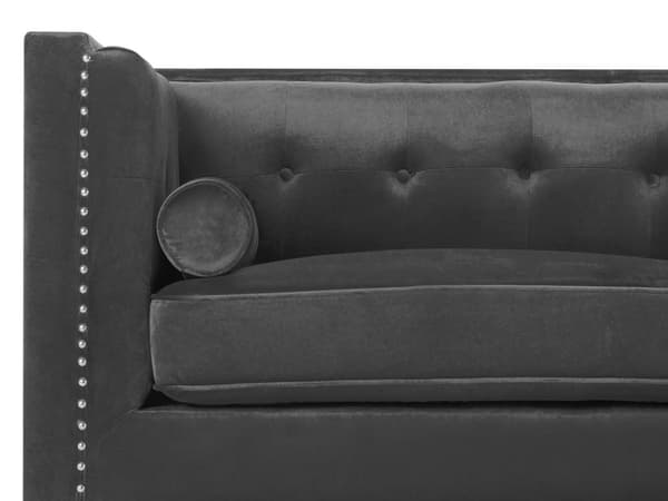 Soffa 3-sits Sammet Mörkgrå Glam Knappat Ryggstöd
