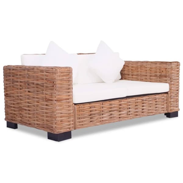 vidaXL sofasæt 2 dele med hynder naturlig rattan