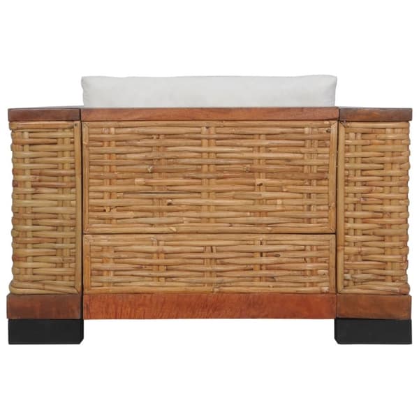 vidaXL sofasæt 3 dele med hynder naturlig rattan brun