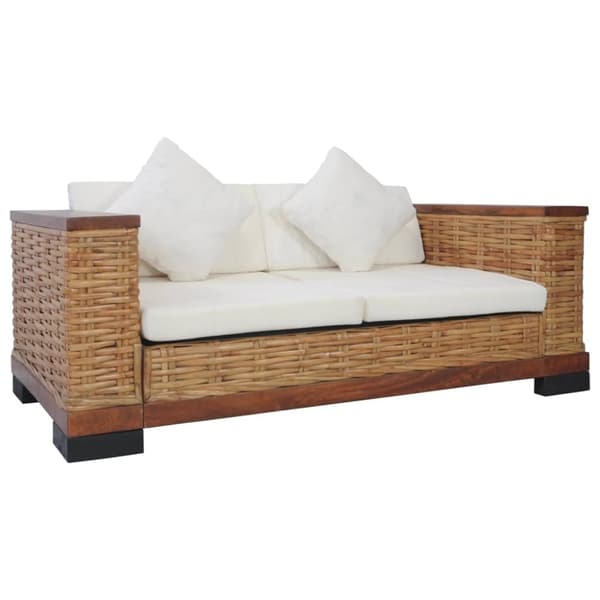 vidaXL sofasæt 3 dele med hynder naturlig rattan brun