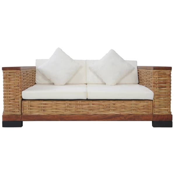 vidaXL sofasæt 3 dele med hynder naturlig rattan brun