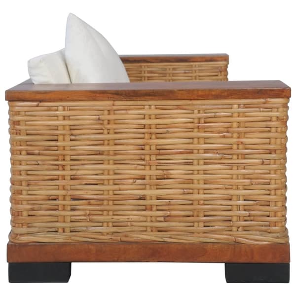 vidaXL sofasæt 3 dele med hynder naturlig rattan brun