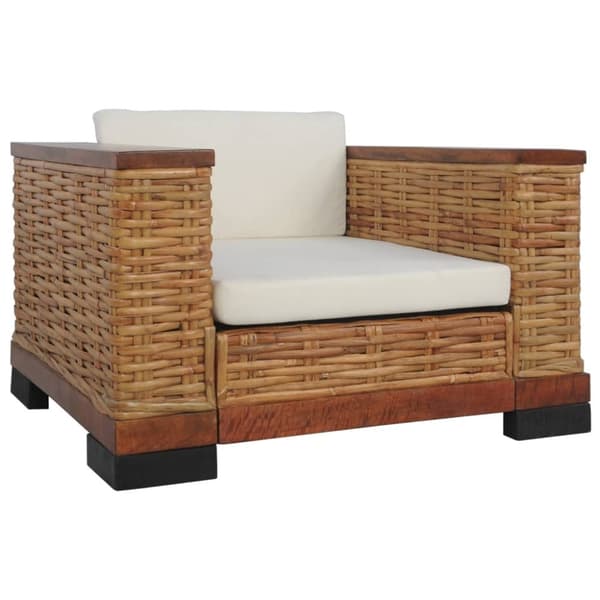 vidaXL sofasæt 3 dele med hynder naturlig rattan brun