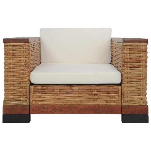 vidaXL sofasæt 2 dele med hynder naturlig rattan brun