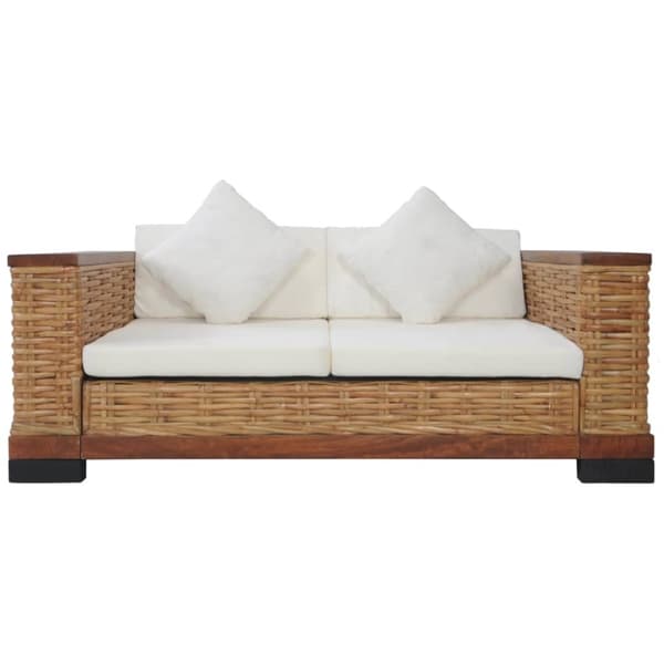 vidaXL sofasæt 2 dele med hynder naturlig rattan brun