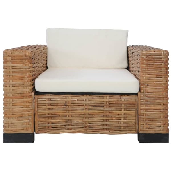 vidaXL sofasæt 3 dele med hynder naturlig rattan