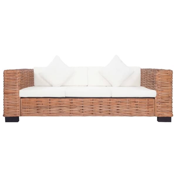 vidaXL sofasæt 3 dele med hynder naturlig rattan